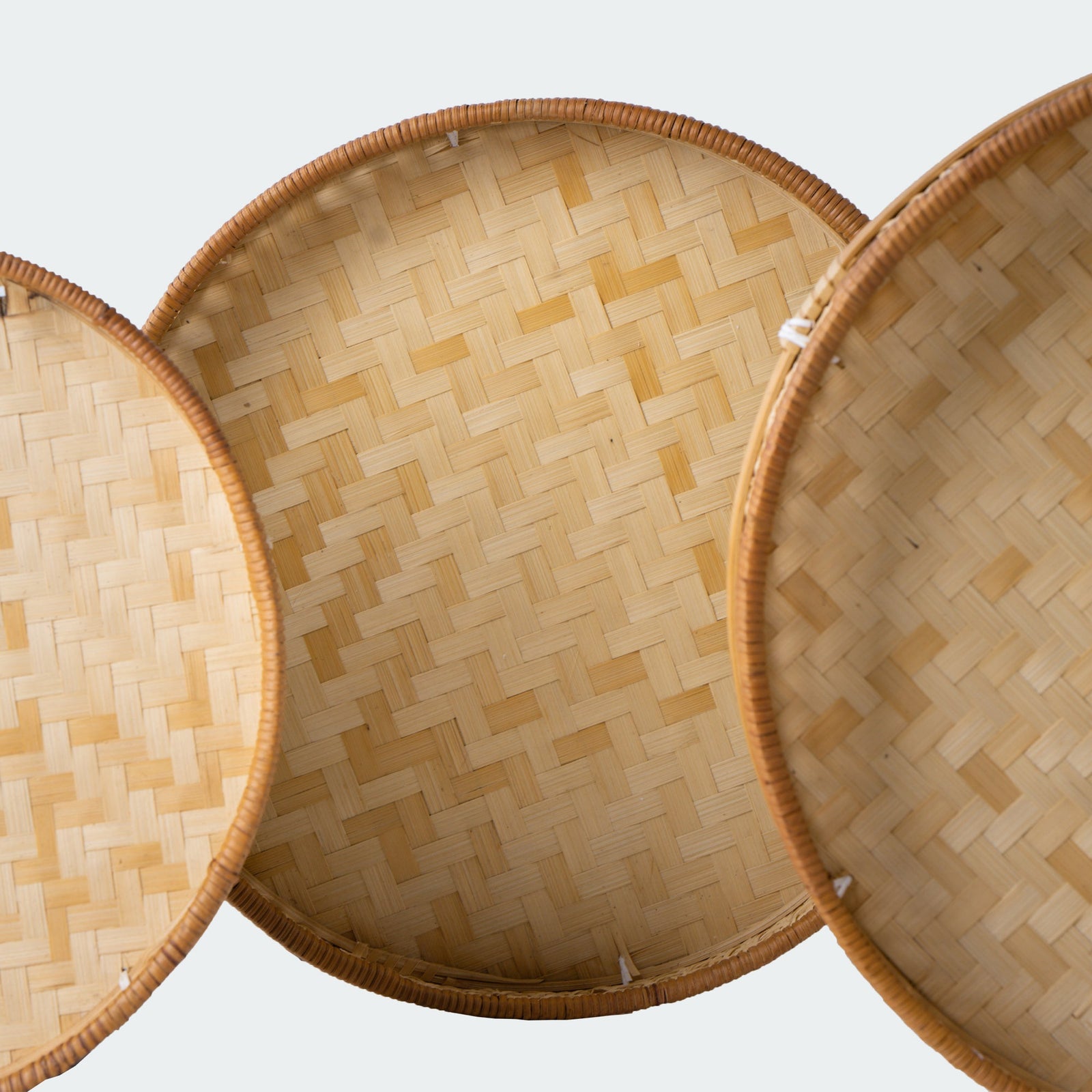 Round Wicker Serving Tray Set of 3