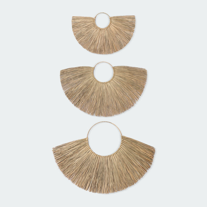 Brown Seagrass Fan Wall Basket Decor Set of 3 from Artera Home