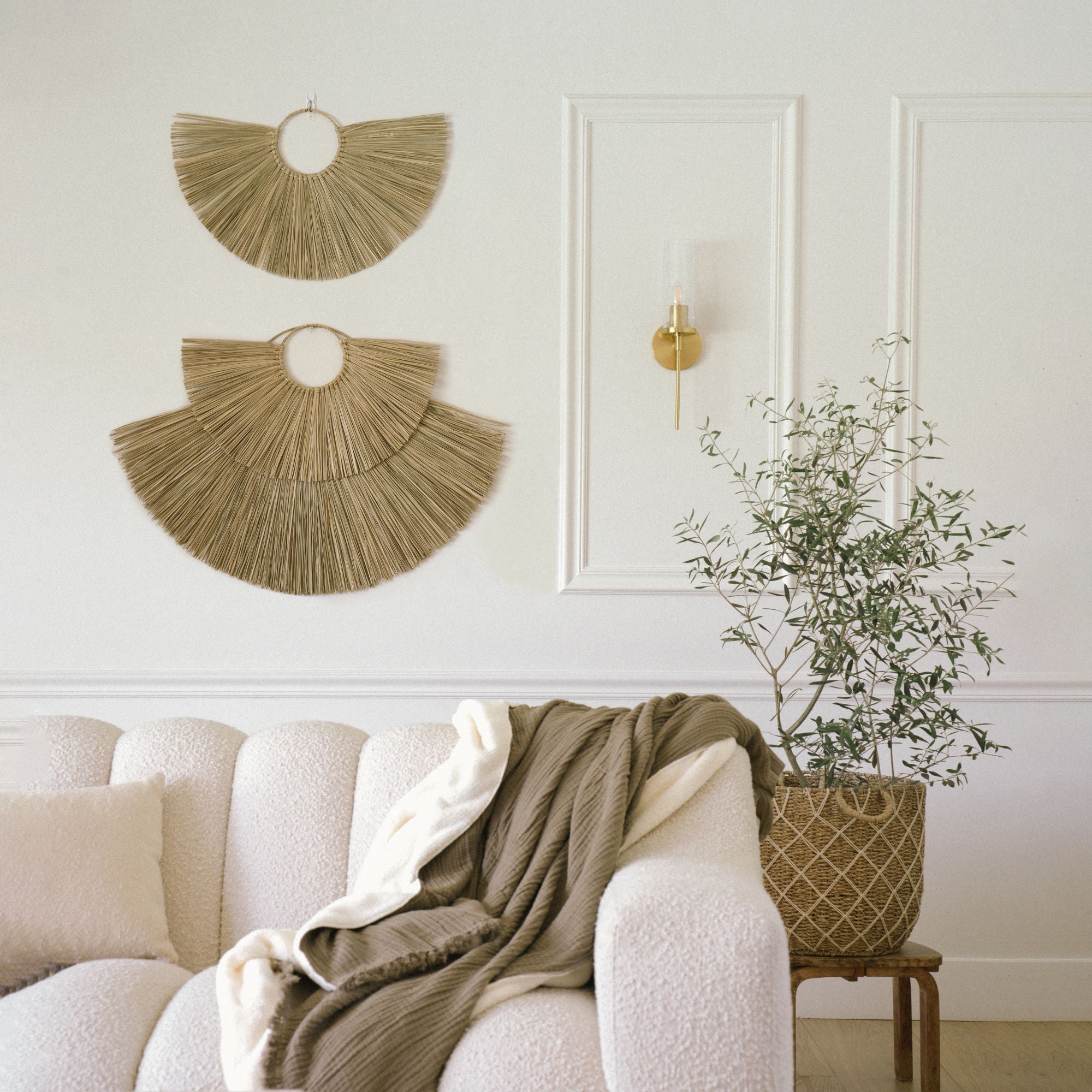 Boho Seagrass Fan Wall Decor - Set of 3