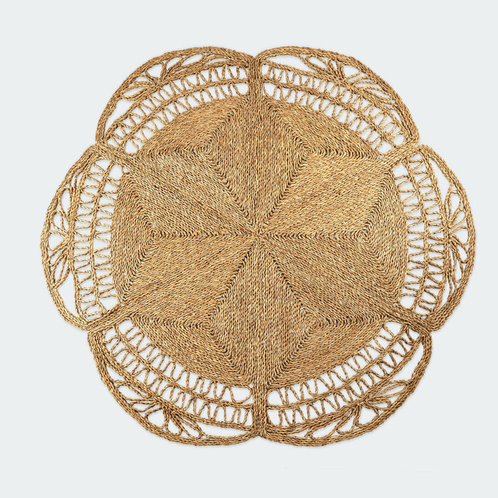 Brown Star-Shaped Seagrass Woven Rug from Artera Home
