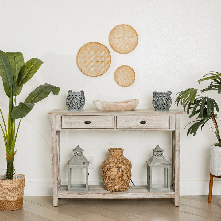 Circular Neutral Bamboo Wall Basket Decor Set from Artera Home