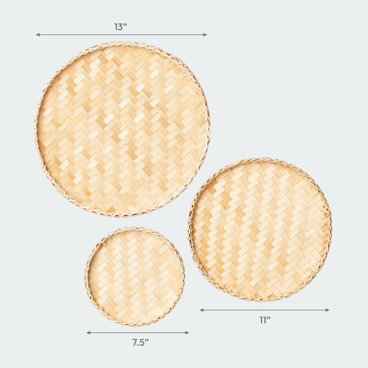 Circular Neutral Bamboo Wall Basket Decor Set from Artera Home