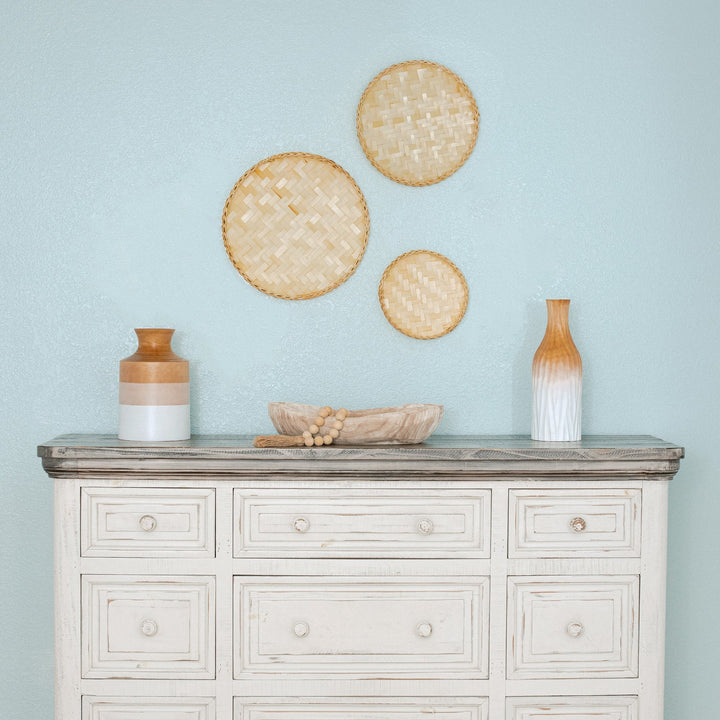 Circular Neutral Bamboo Wall Basket Decor Set from Artera Home