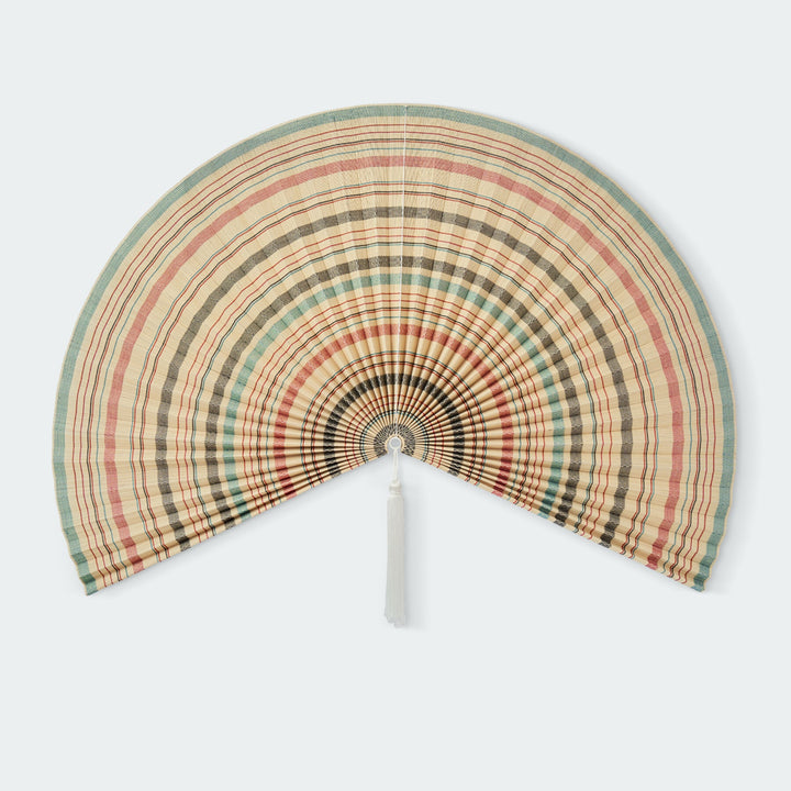 Colorful Stripe Bamboo Folding Fan Wall Decor by Artera Home