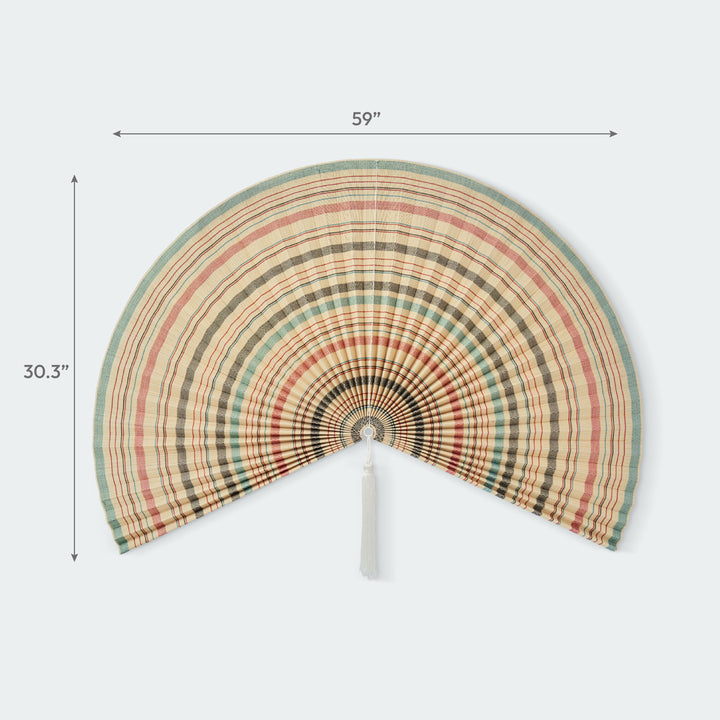 Colorful Stripe Bamboo Folding Fan Wall Decor by Artera Home