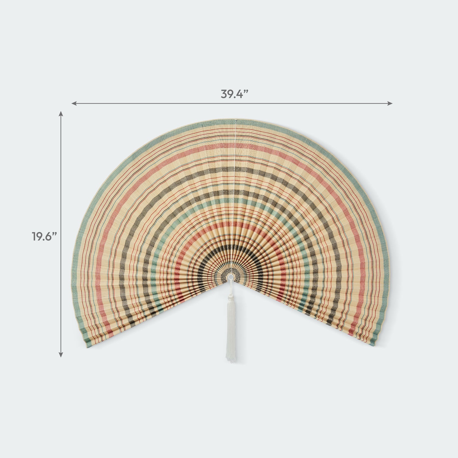 Vintage Stripe Bamboo Folding Fan Wall Decor