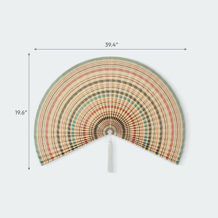 Colorful Stripe Bamboo Folding Fan Wall Decor by Artera Home