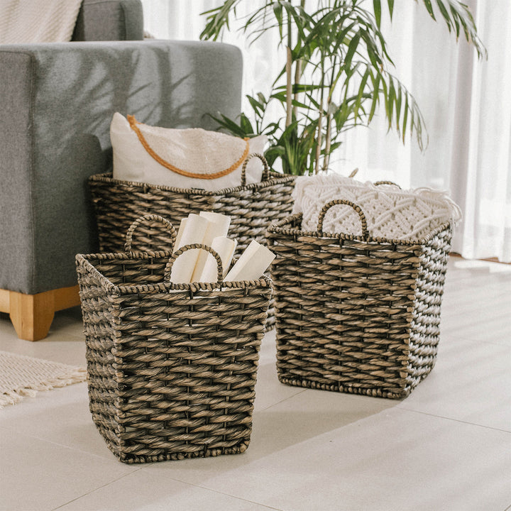 Dark Cube Large Storage Basket Set with Handles from Artera Home