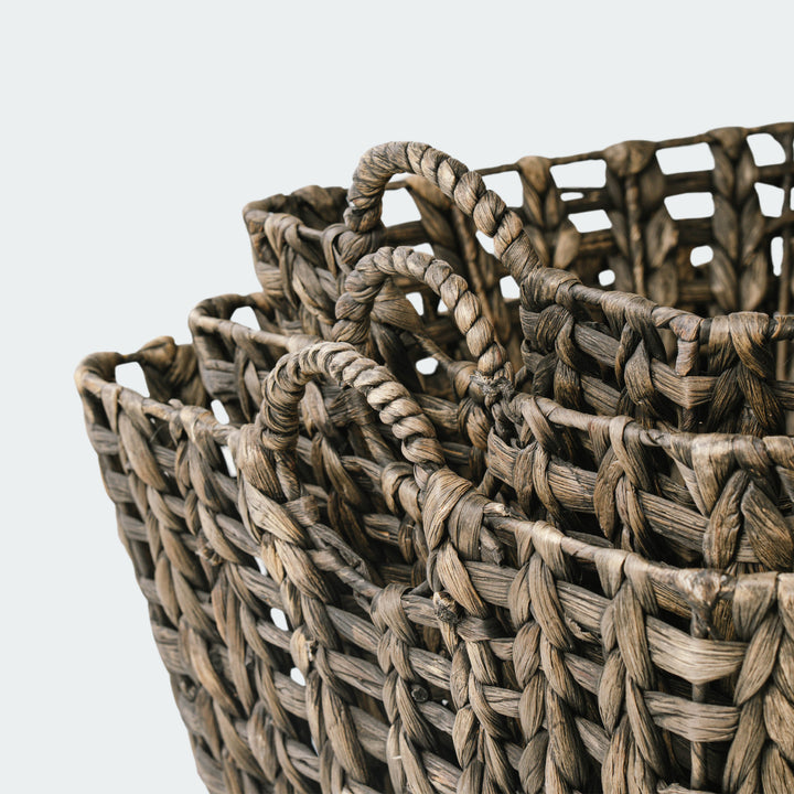 Dark Brown Open-weave Basket Set with Handles from Artera Home