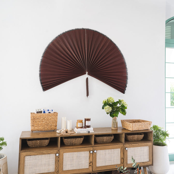 Deep Red Bamboo Folding Fan Wall Decor from Artera Home