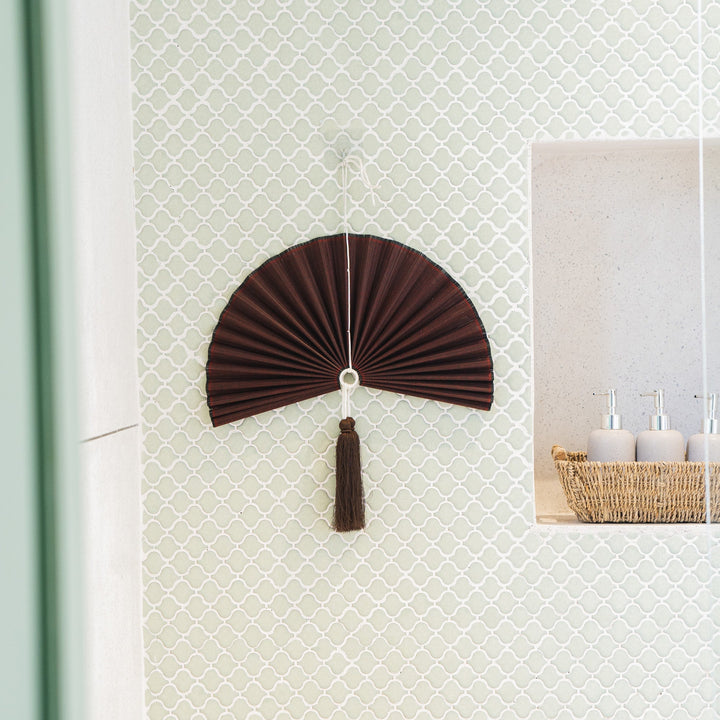 Deep Red Bamboo Folding Fan Wall Decor from Artera Home