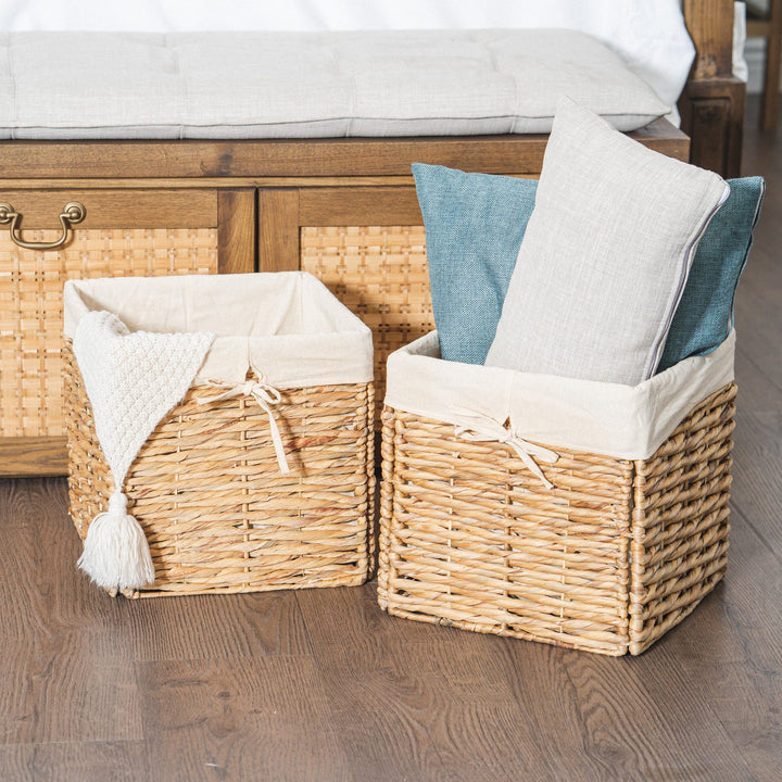Foldable Water Hyacinth Wicker Basket Set of 2 from Artera Home