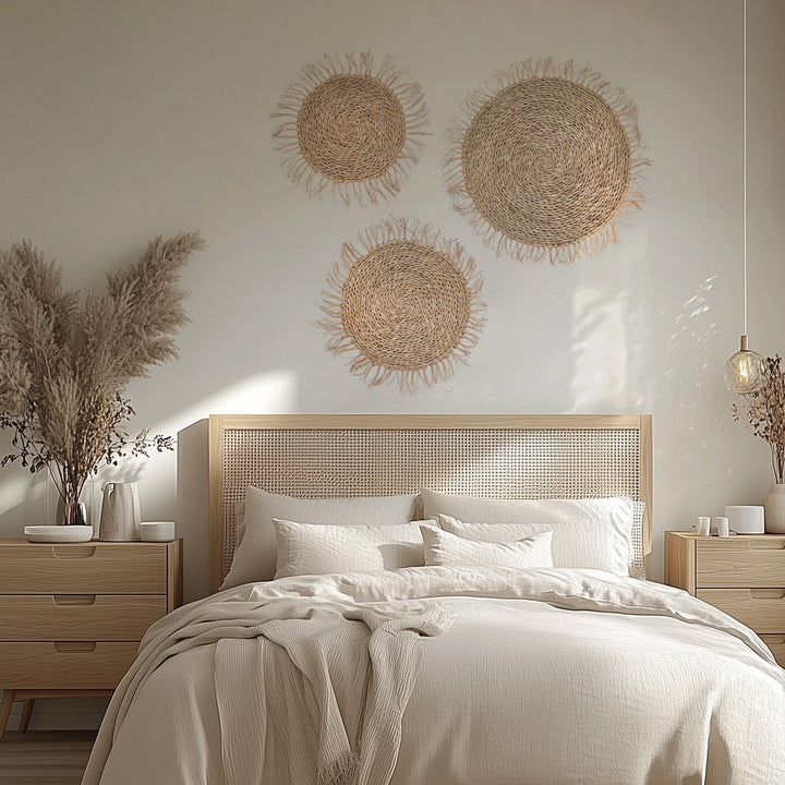 Fringe Circular Seagrass Wall Basket Set of 3 by Artera Home