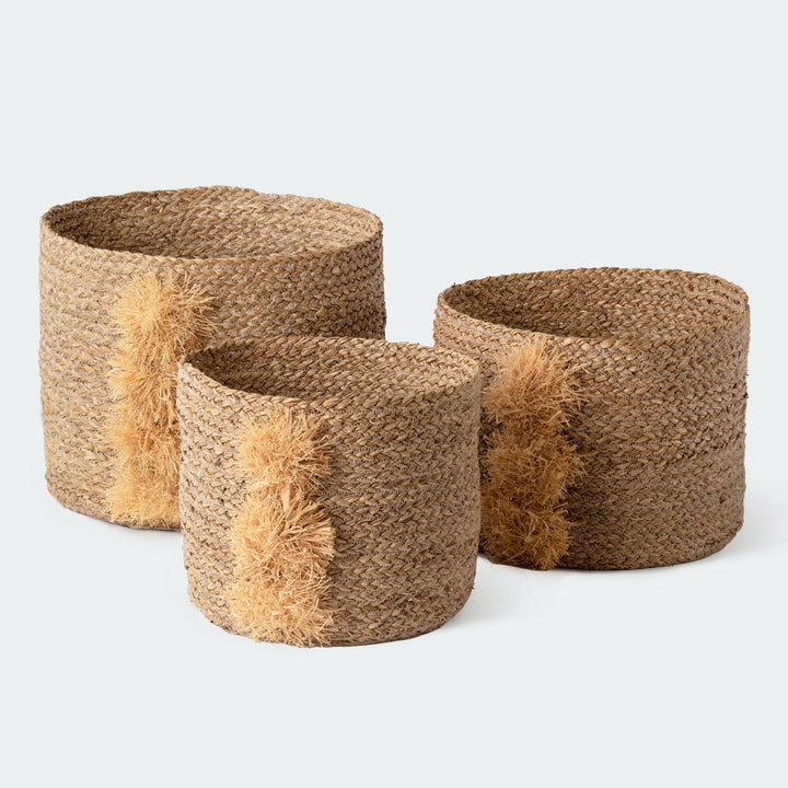 Fringe Jute Wicker Basket Set Of 3 from Artera Home
