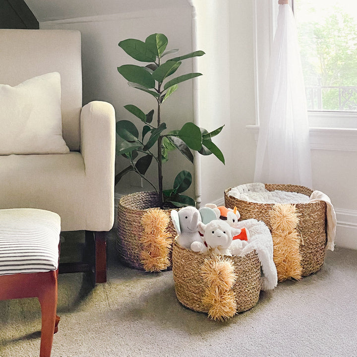Fringe Jute Wicker Basket Set Of 3 from Artera Home