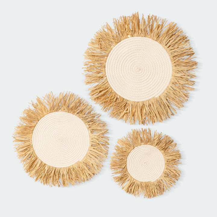 Fringe Raffia Wall Basket Decor Set of 3 from Artera Home