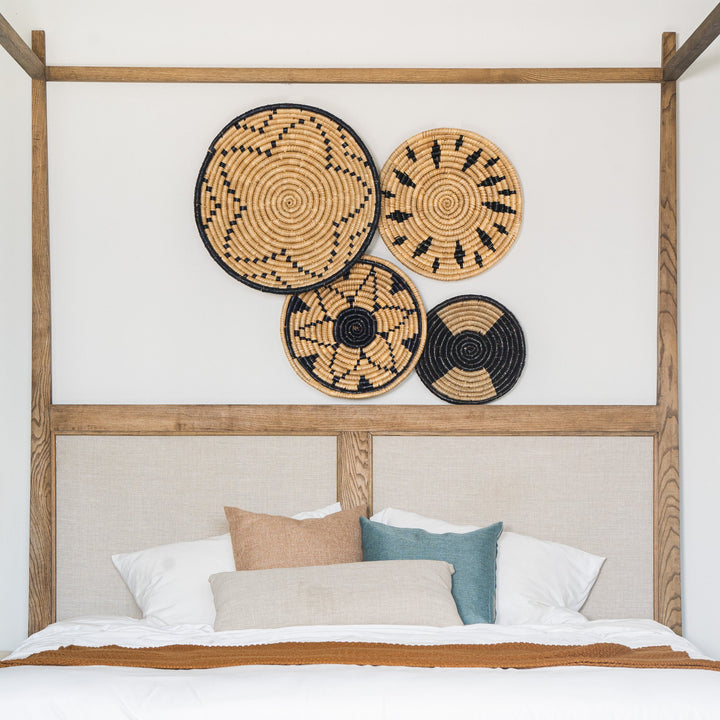 Geometric-seagrass-set-of-4-wall-basket-decor-arranged-near-mint-green-doors-to-create-a-serene-atmosphere