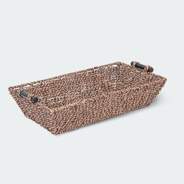 Long Wicker Storage Basket with Handles