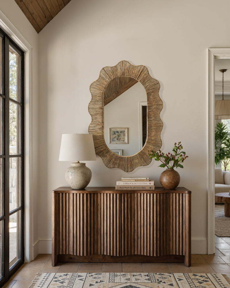 Fluted-wave Oval Mirror