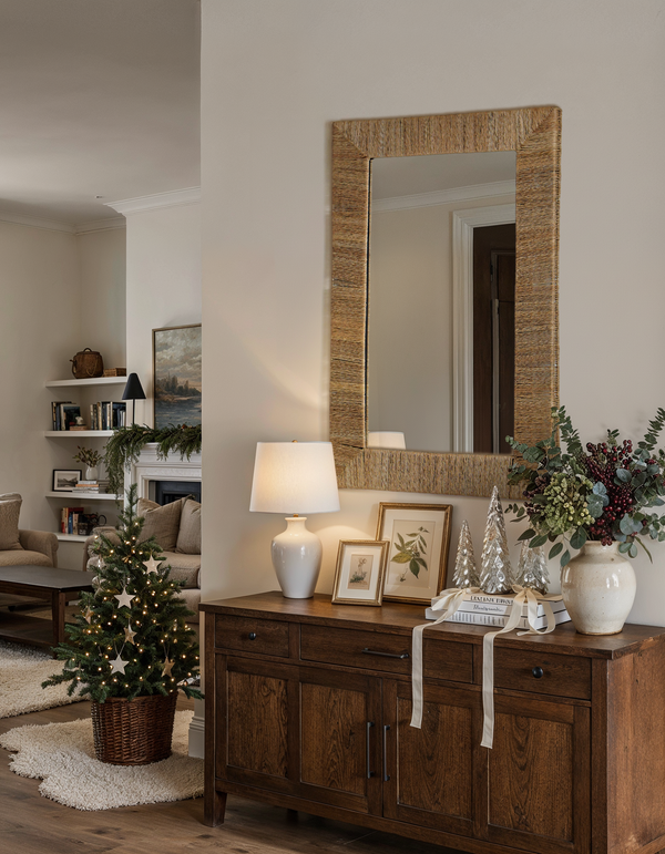 Natural Wrapped Rectangle Mirror