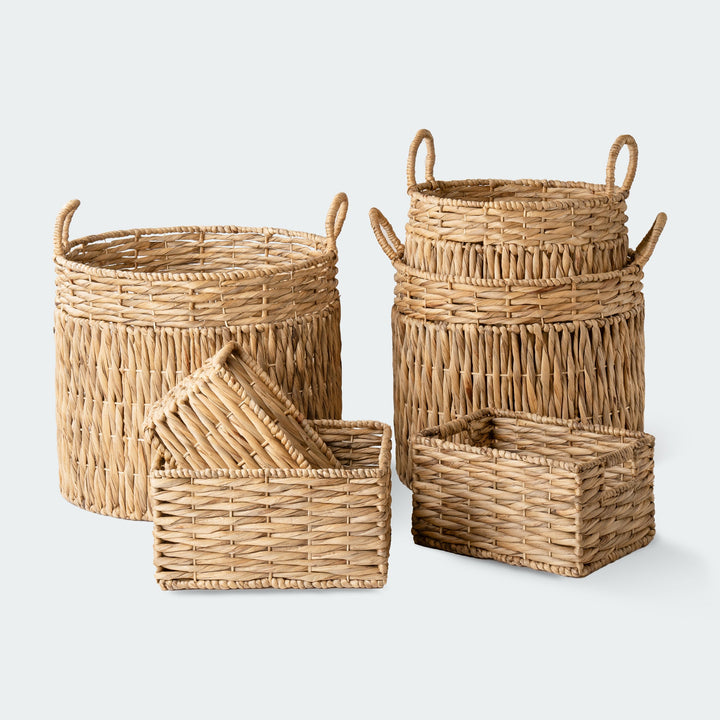 Mixed Size Water Hyacinth Basket Set of 6 - Artera Home
