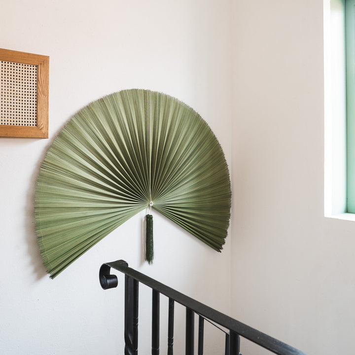 Moss Green Bamboo Folding Fan Wall Decor from Artera Home