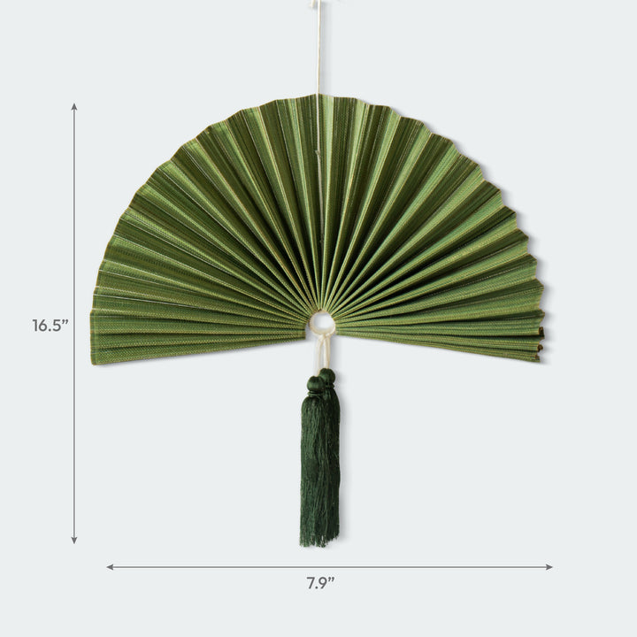 Moss Green Bamboo Folding Fan Wall Decor from Artera Home