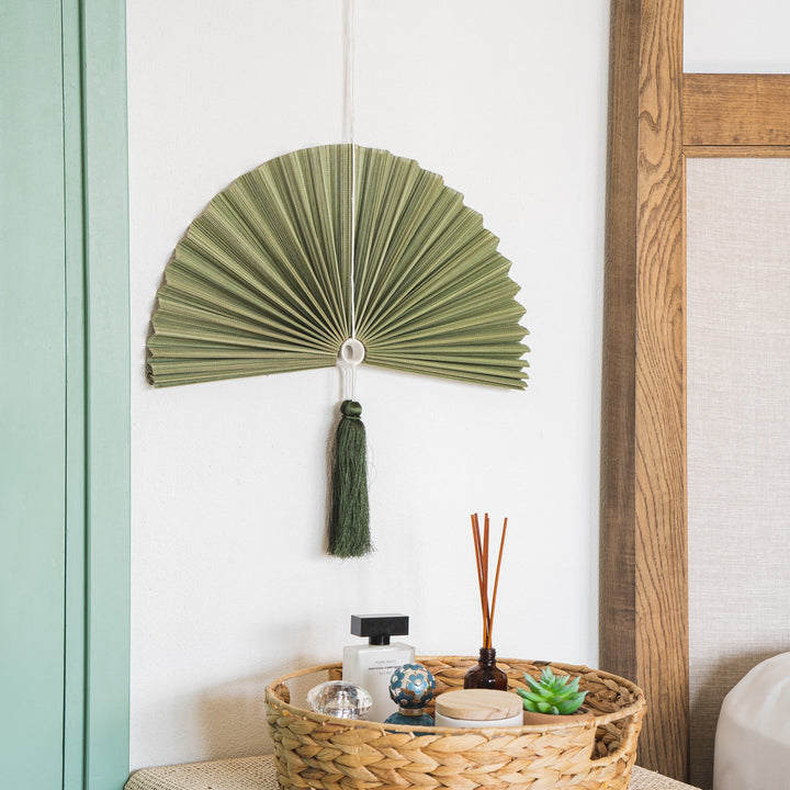 Moss Green Bamboo Folding Fan Wall Decor from Artera Home