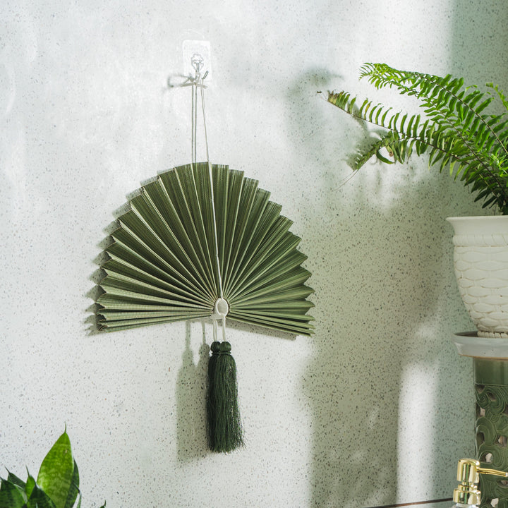 Moss Green Bamboo Folding Fan Wall Decor from Artera Home