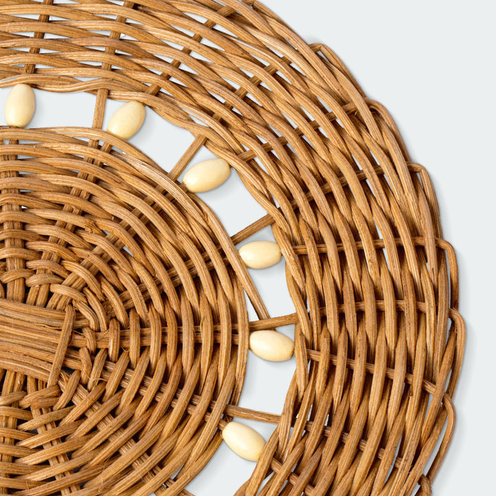 Orange Brown Rattan Wall Basket Set Of 5 - Artera Home