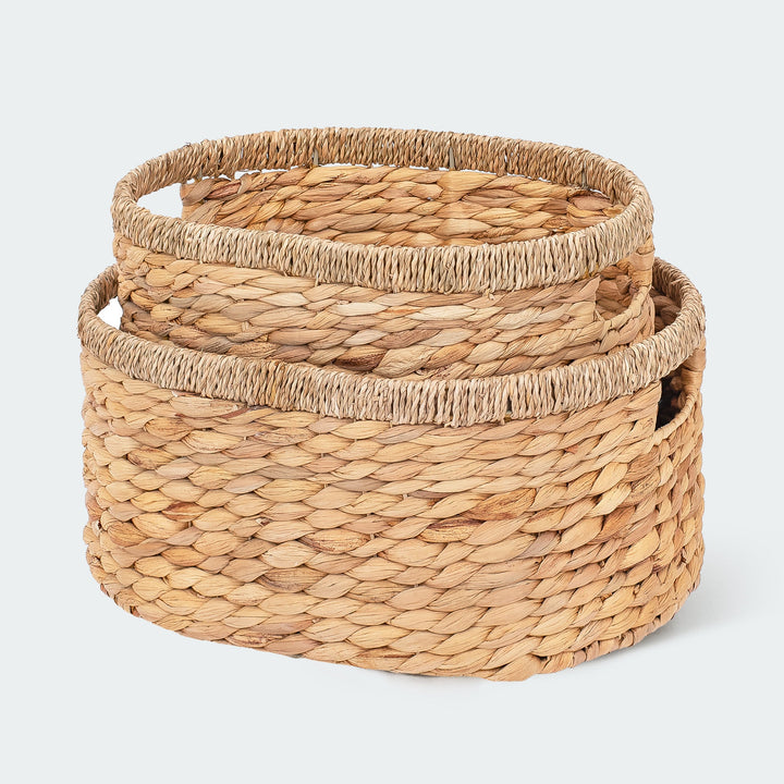 Oval Water Hyacinth Wicker Basket Set Of 2 from Artera Home