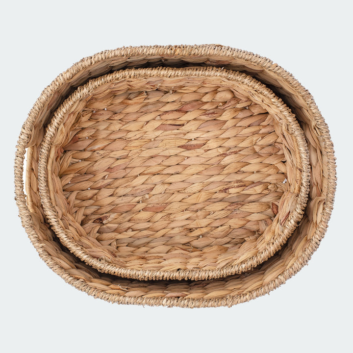 Oval Water Hyacinth Wicker Basket Set Of 2 from Artera Home