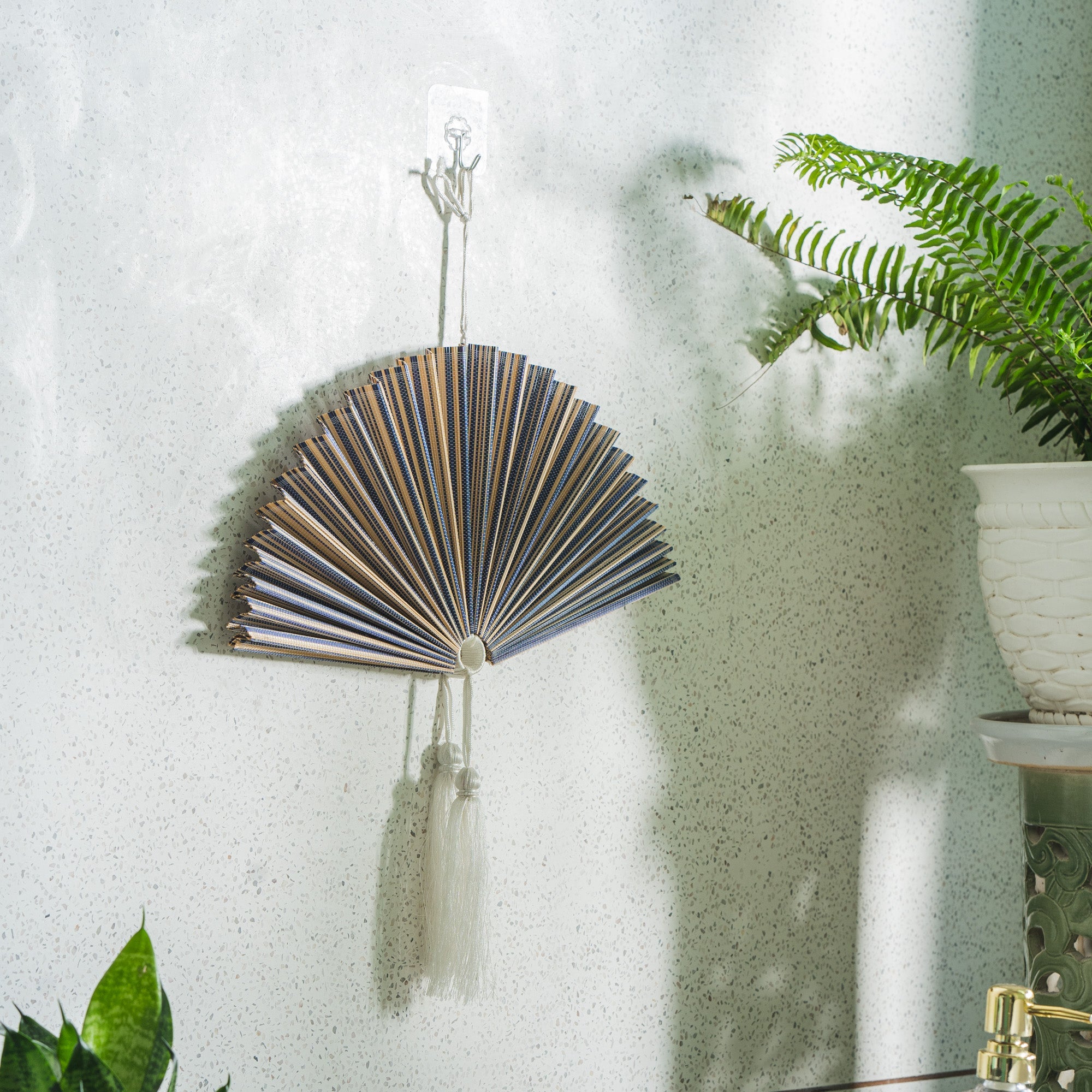 Natural bamboo fan wall hanging hotsell