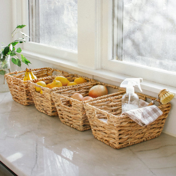 Set of 4 Water Hyacinth wicker storage baskets from Artera Home for stylish organization
