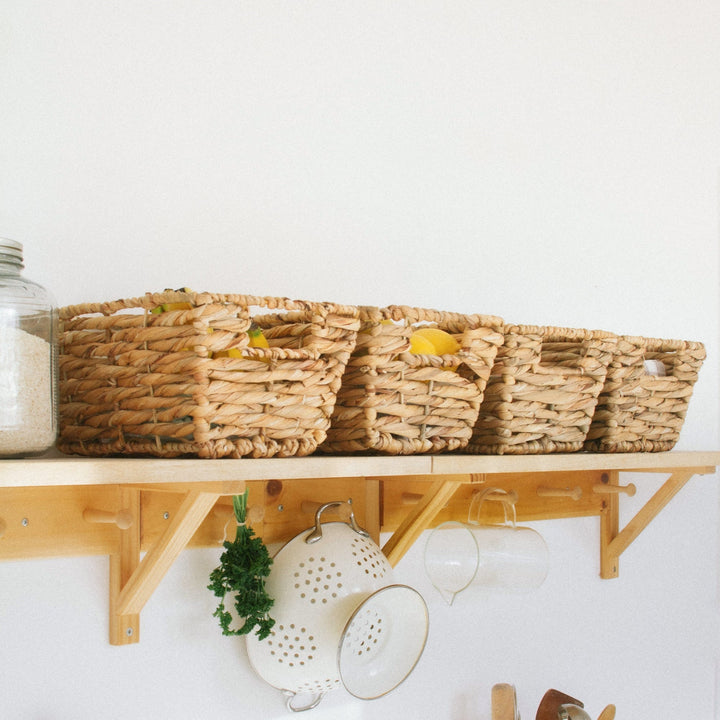 Set of 4 Water Hyacinth wicker storage baskets from Artera Home for stylish organization