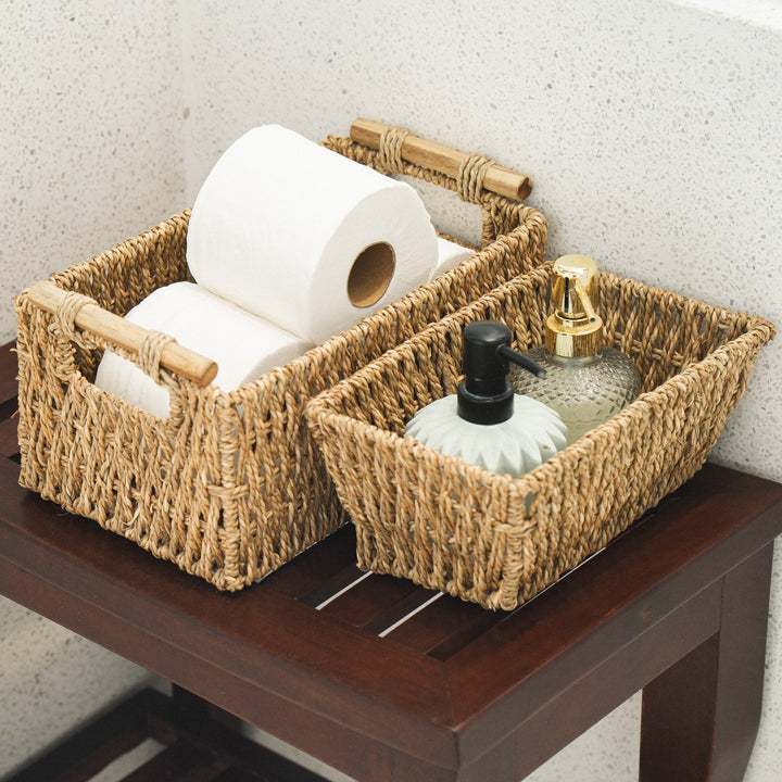 Rectangular Seagrass Wicker Basket Set Of 2 by Artera Home