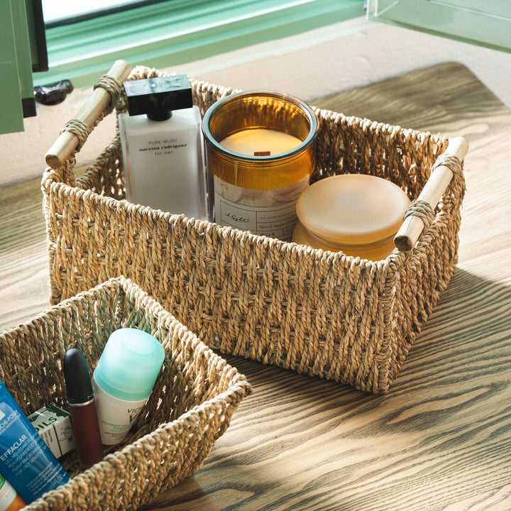 Rectangular Seagrass Wicker Basket Set Of 2 by Artera Home