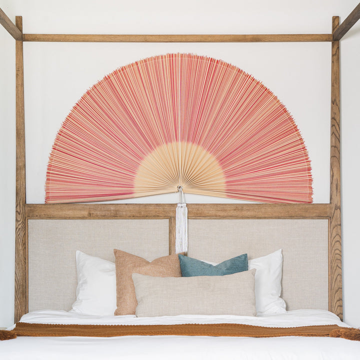 Red and Brown Bamboo Folding Fan Wall Decor by Artera Home