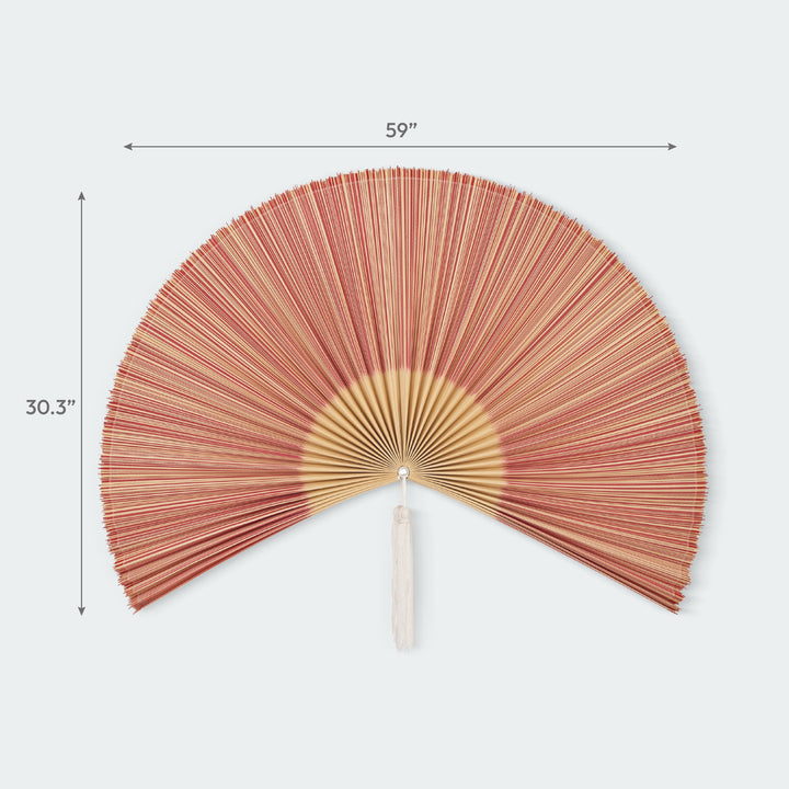 Red and Brown Bamboo Folding Fan Wall Decor by Artera Home