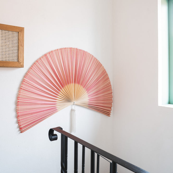 Red and Brown Bamboo Folding Fan Wall Decor by Artera Home