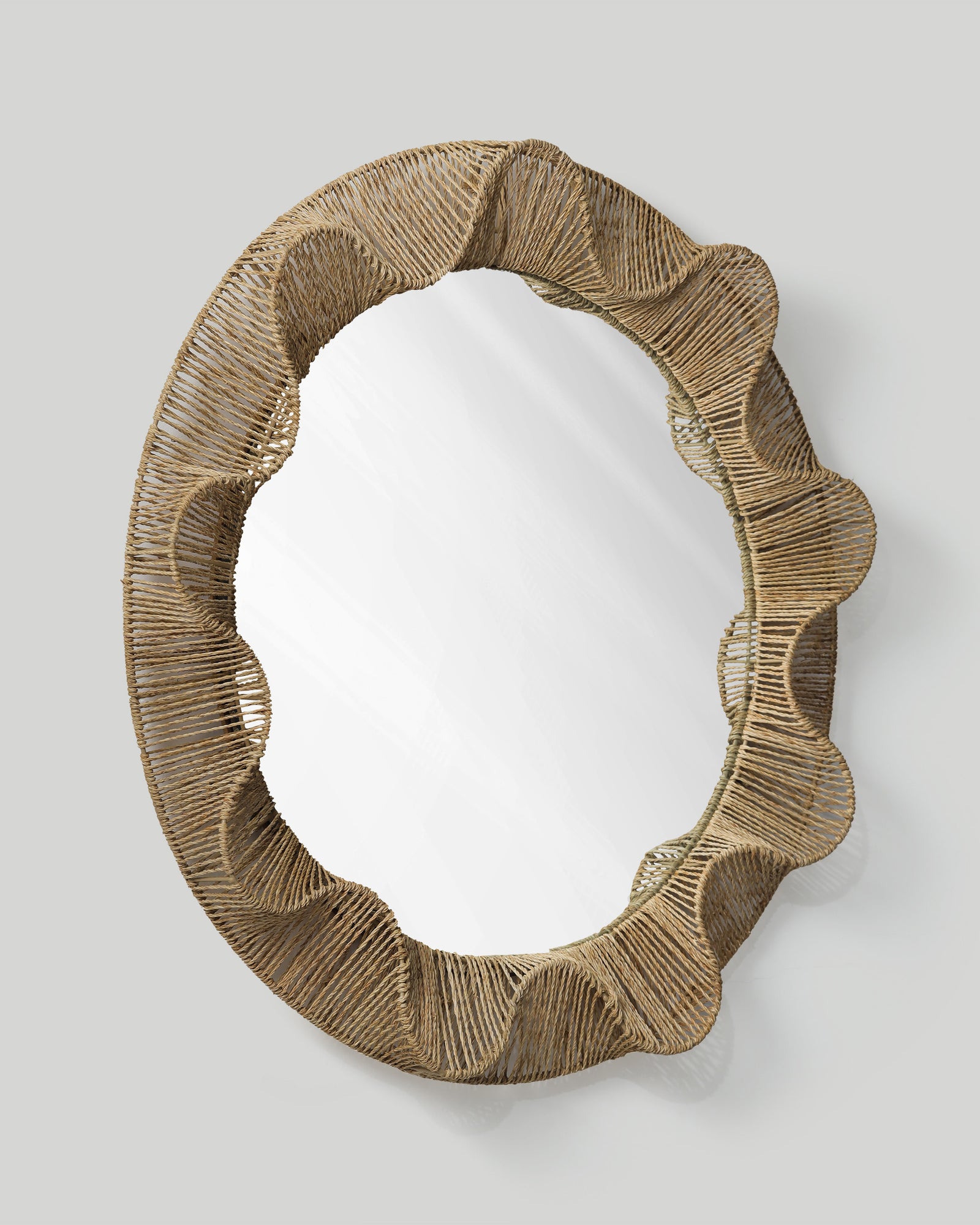 Pleated-wave Round Mirror
