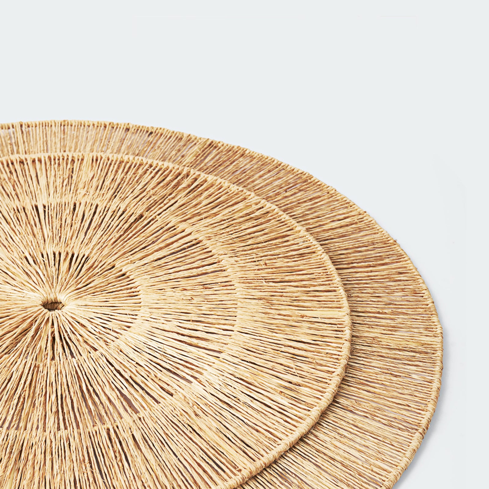 Oversized Woven Wall Art Set of 3 - Natural Jute Circles (31" Largest)