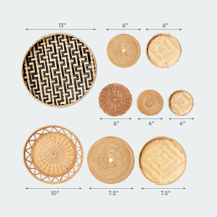 Varied-Brown Rattan and Bamboo Wall Decor Set from Artera Home