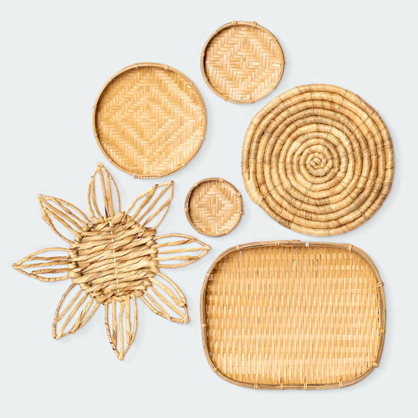 Varied-Shape Brown Wall Basket Decor Set of 6 from Artera Home