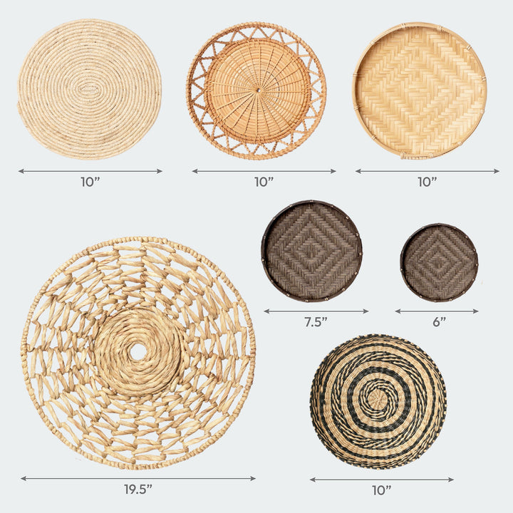 Artera Home Varied-Texture Circular Wall Basket Decor Set
