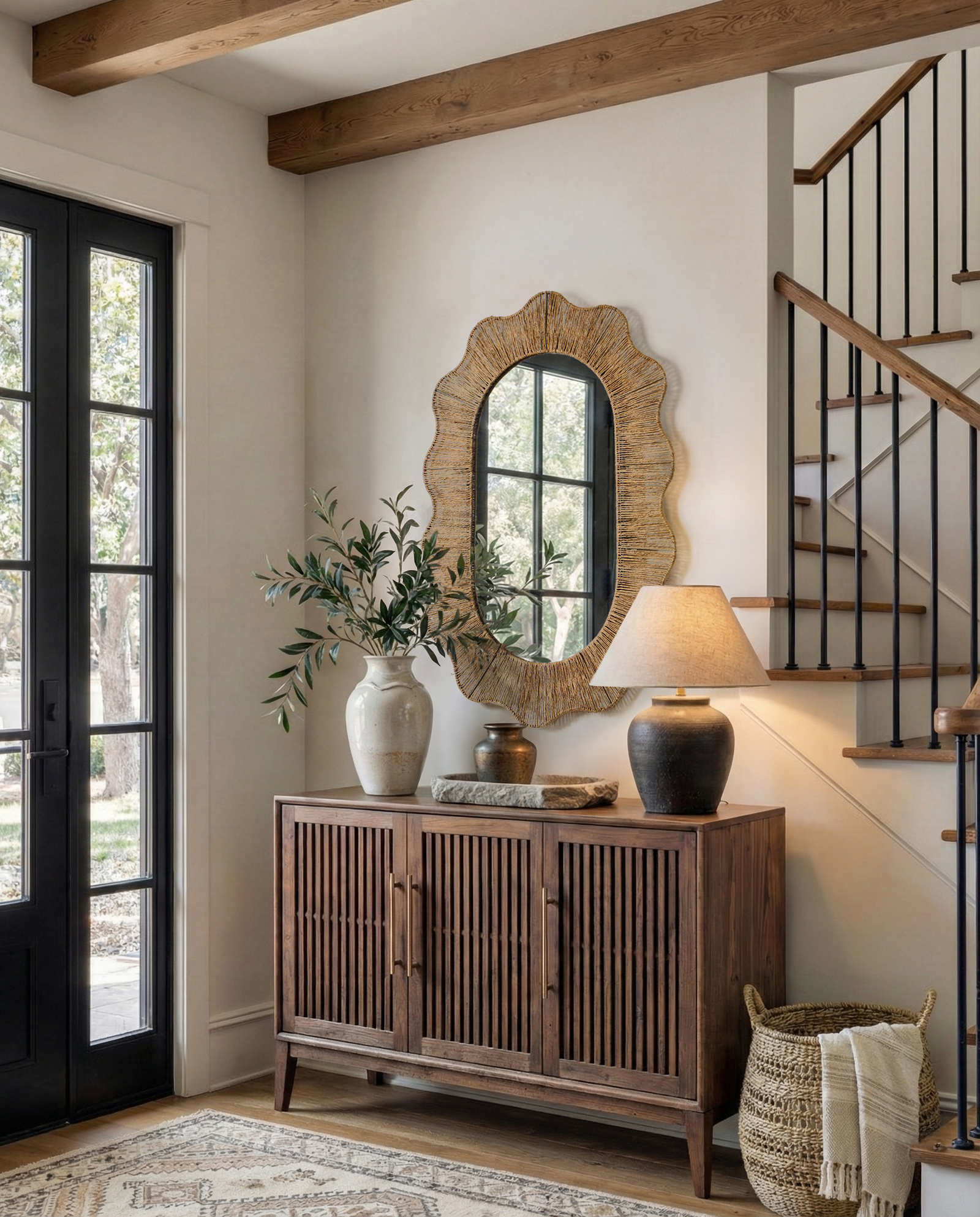 Fluted-wave Oval Mirror