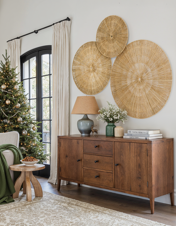 Oversized Woven Wall Art Set of 3 - Natural Jute Circles (31" Largest)