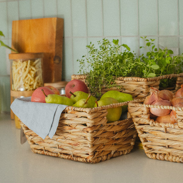 Set of 4 Water Hyacinth wicker storage baskets from Artera Home for stylish organization