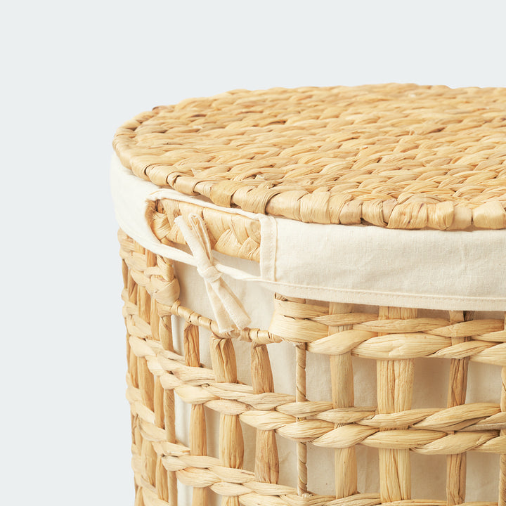 Round braided wicker storage basket set of 5 in various sizes, ideal for organizing laundry, toys, and home essentials from Artera Home